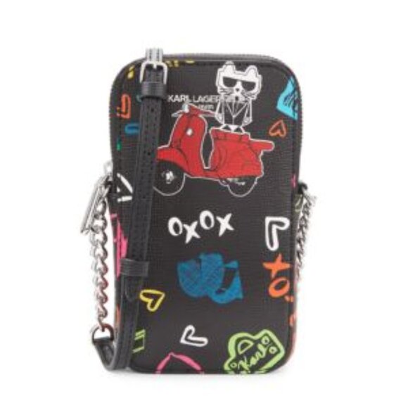 Karl Lagerfeld Scooter Crossbody Bag – Black Multicolor Print - Picture 1 of 8
